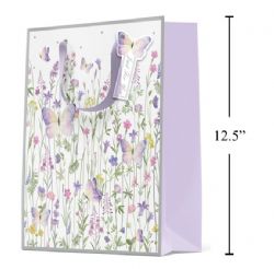 SAC CADEAU MOYEN - JARDIN DE FLEURS  AVEC PAPILLONS
